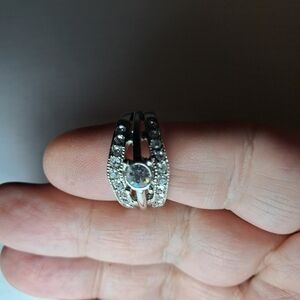 Split-Band Rhinestone Silvertone Ring